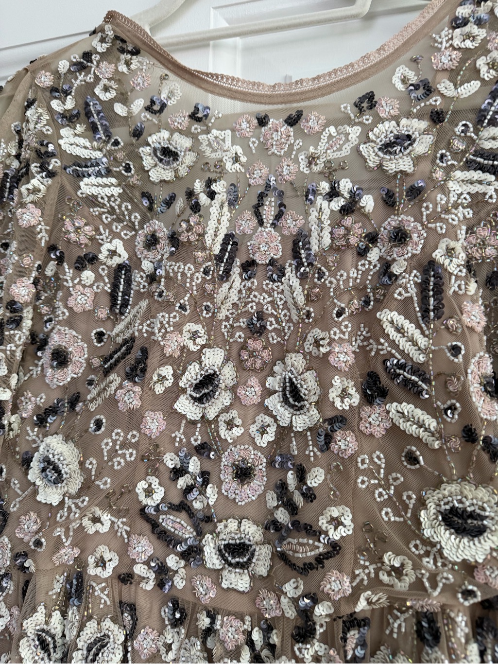 Needle & Thread Nude Tulle Midi Dress — image 3 of 6